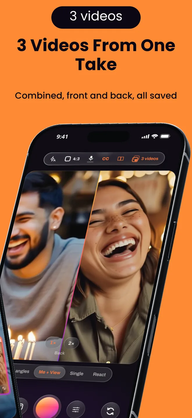 App Store screenshot: 3 videos from one take