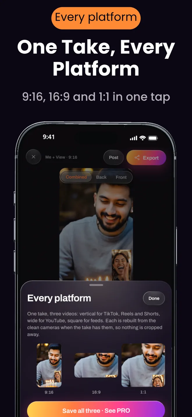 App Store screenshot: One take, every platform