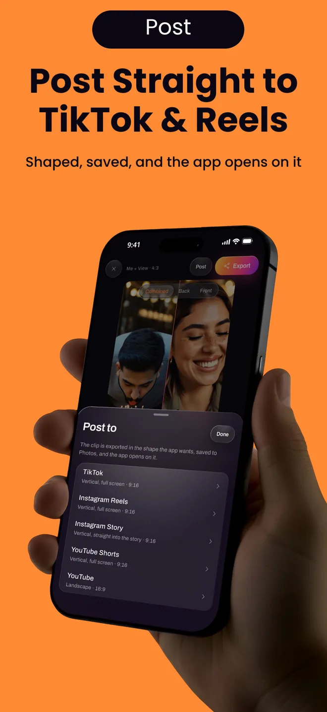 App Store screenshot: Post straight to TikTok and Reels